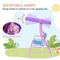 Outsunny 4PCs Kids Garden Furniture Set w/ 2 Seater Garden Swing Chair with Adjustable Canopy, Childrens Table and Chair Set with Parasol, for Toddler Girls 3-6 Years Old(m-6)