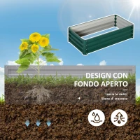 Outsunny Letto per Orto Rialzato a Fondo Aperto con Rivestimento, in Acciaio Zincato, 120x60x30.5 cm, Verde(m-5)