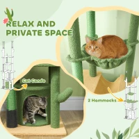 PawHut 225-255cm Adjustable Floor to Ceiling Cat Tree, Tall Cat Tower for Indoor Cats w/ Scratching Posts, Green(m-5)