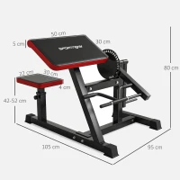 SPORTNOW Panca Romana 2 in 1 per Curl e Tricipiti con Sedile a 5 Livelli e 25 Regolazioni, Nero(m-3)