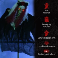 HOMCOM Halloween-Dekoration Skelettbraut, LED-Augen, heult, dreht sich, Geräusch- & Bewegungssensor, 100 cm(m-7)