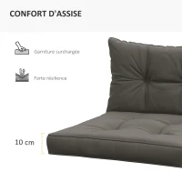 Outsunny Lot de 4 coussins pour le jardin avec 2 coussins d'assise et 2 coussins de dossier, polyester, gris anthracite(m-5)