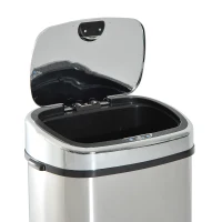HOMCOM Papelera de Cocina 68L con Sensor de Infrarroja de Apertura Automática y Contacto Manual 40,5x29,5x78 cm Plata(m-8)