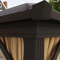 Outsunny 3.6 x 3 m Aluminium Hardtop Gazebo, with Accessories - Brown(m-9)