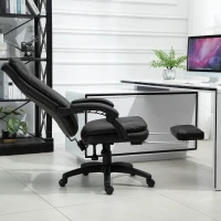 Vinsetto Ergonomischer Bürostuhl mit Fußstütze, Chefsessel, höhenverstellbarer Schreibtischstuhl Computerstuhl mit Gepolsterte Rückenlehne, Braun, 64 x 64 x 112-120 cm(m-7)