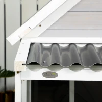 PawHut Hundehütte mit Veranda, wetterbeständig, behandeltes Tannenholz, 3 Fenster, Hellgrau + Weiß(m-8)