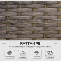 Outsunny Set Mobili da Giardino in Rattan Marrone, Set Tavolino, Sedie e Divano da Esterno 4Pz con Cuscini Imbottiti Cachi(m-4)