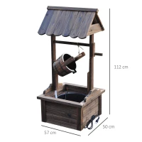 Outsunny Fontaine de Jardin d'ornement - puit de Jardin - dim. 57L x 50l x 112H cm - Pompe à Eau Submersible Incluse - Bois Sapin traité carbonisation(m-3)