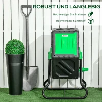 Outsunny Compostbak, 65 Liter Composter, Draaibaar, Compact, 48 Ventilatiegaten, Staal, Kunststof, Groen+Zwart(m-7)