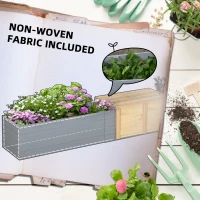 Outsunny Jardinière surélevée bac à fleurs en bois sans fond avec banc coulissant - 240 x 42 x 32 cm bleu foncé(m-6)