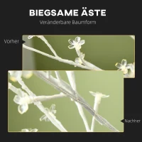HOMCOM Kunstbaum, Kunstbirke, mit 180 LEDs, 3 Helligkeitsstufen, warmweiß, realistische Rinde, 21,5 x 21,5 x 180 cm(m-6)