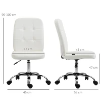 Vinsetto Armless Faux Leather Office Chair - White(m-3)