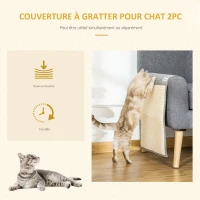PawHut Tapis griffoir Chat Tapis à gratter en sisal Protection canapé Meuble Sol Lot de 2 pcs 130 x 45 cm Gris(m-4)