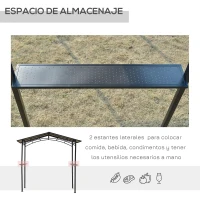 Outsunny Pérgola de Barbacoa 246x149x230 cm de Aluminio Gazebo Cenador con 2 Estantes para Jardín Patio Terraza Fiestas Protección Solar Negro(m-5)
