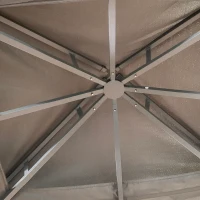 Outsunny Gazebo da Giardino con Zanzariera, Doppio Tetto e Struttura Metallo, 3.7x3m Marrone e Beige(m-8)