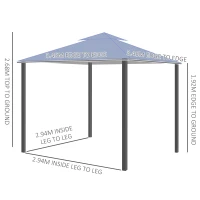 Outsunny 3.5x3.5m Side-Less Outdoor Canopy Tent Gazebo w/ 2-Tier Roof Steel Frame Garden Party Gathering Shelter Grey(m-3)