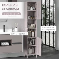 kleankin Badschrank, Badezimmerregal, hoch und schmal, 2 Schrankfächer, 2 offene Regalfächer, grau, 30 x 32 x 172,5cm(m-4)