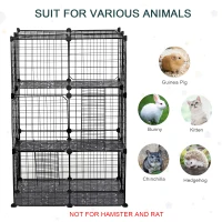 PawHut Pet Playpen DIY Small Animal Cage Enclosure Metal Wire Fence 39 Panels with 3 Doors 2 Ramps for Kitten Bunny Chinchilla Pet Mink Black(m-5)