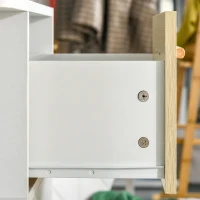 HOMCOM Sideboard Kommode Schrank mit 3 offenen Ablagen Schubladen Aufbewahrungsschrank Mehrzweckschrank für Wohnzimmer Schlafzimmer Weiß+Natur 60 x 40 x 100 cm(m-8)