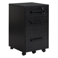 HOMCOM Caisson de bureau rangement bureau sur roulettes 3 tiroirs 1 verrouillable 1 trieur à dossiers MDF panneaux particules noir(m-11)