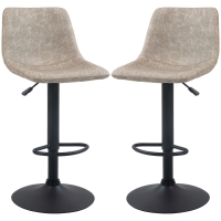 HOMCOM Barhocker im 2er-Set, Retro-Design, höhenverstellbar, drehbar, Kunstleder, 42 x 48 x 91-112 cm, Beige