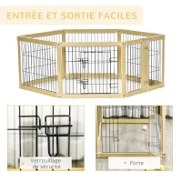 PawHut Parc enclos modulable parc à chiot pliable pour animaux 6 panneaux avec porte verrouillable 70 x 62 cm(m-5)