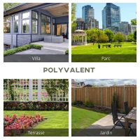 Outsunny Banc de jardin 2 places banquette extérieur terrasse patio dossier haut assise à lattes accoudoirs confortables acier 128 x 62,5 x 81,5 cm noir(m-6)