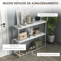 HOMCOM Mesa de Entrada con Estante Abierto y Estructura de Acero Antivuelco para Salón Pasillo 100x30x87 cm Blanco(m-4)
