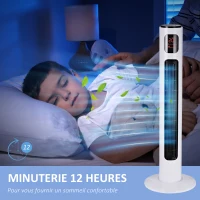 HOMCOM Ventilateur colonne silencieux 45 W 3 modes 3 vitesses télécommande oscillant 70° minuterie et affichage LED 96 cm blanc(m-7)