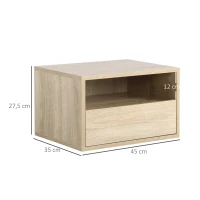 HOMCOM Nachttisch 2er-Set 1 Schublade  1 Regal schwebend Holzspanwerk Natur(m-3)