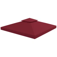Outsunny Toit de Remplacement pour pavillon de Jardin Toile de Rechange pour pavillon tonnelle Tente 3 x 3 m Rouge vineux(m-10)