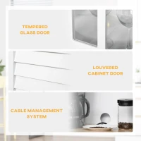 HOMCOM Modern Kitchen Cupboard, Louvered Kitchen Storage Cabinet with Framed Glass Doors and 2 Drawers, White(m-6)