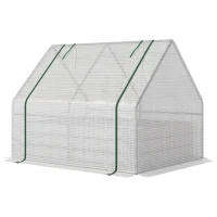Outsunny Foliengewächshaus Frühbeet mit Tür zum Aufrollen Gewächshaus Treibhaus Tomatenhaus 127 x 95 x 92 cm Weiß(m-13)