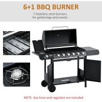 Outsunny Seven Burner Gas Grill, with Integrated Thermometer and Storage(m-5)