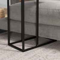 HOMCOM Tavolino da Salotto Alto e Industriale a forma di C in Acciaio, 46x26x60 cm, Nero(m-9)