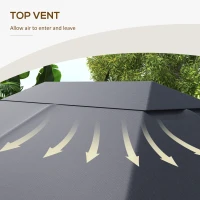 Outsunny 3 x 4m Gazebo Canopy Replacement Cover, Gazebo Roof Replacement (TOP COVER ONLY), Dark Grey(m-5)