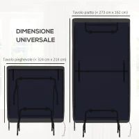 SPORTNOW Copertura Tavolo da Ping Pong 257x153x5 cm in Polietilene Nero con Fibbie e Cerniere incluse(m-5)