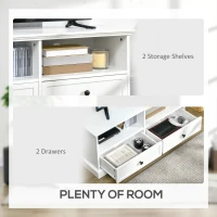 HOMCOM Modern TV Unit Cabinet for TVs up to 45 Inches, TV Stand with Drawers, Open Shelves, Cable Holes for Living Room, White(m-5)