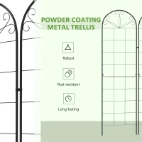 Outsunny Metal Trellis Set of 2, Garden Trellis for Climbing Plants Support Frames, Grid Design(m-6)