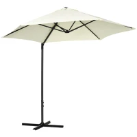 Outsunny 2.5M Garden Cantilever Parasol, Offset Roma Patio Umbrella Hanging Sun Shade Canopy Shelter with 360° Rotation and Cross Base, Beige(m-11)