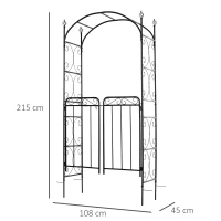 Outsunny Arco de Jardín con Doble Puerta Enrejado de Metal 108x45x215 cm con Cerradura para Plantas Trepaderas Enredaderas Exterior Patio Césped Boda Color Negro Mate(m-3)