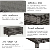 Outsunny Garten Beistelltisch Couchtisch Gartentisch Balkontisch Polyrattan Grau 85 x 50 x 39 cm(m-5)