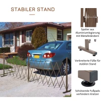 Outsunny Scherengitter Absperrgitter Scherensperre ausziehbar 52-405cm Garten Alu Braun H103,5cm(m-6)