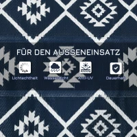 Outsunny Outdoorteppich Terrassenteppich, wetterbeständig, modernes Design, 182 cm x 274 cm x 0,3 cm, Schwarz + Weiß(m-6)