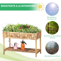Outsunny Huerto Urbano de Madera 120x60x81 cm Jardinera Elevada para Cultivo de Plantas Flores Mesa de Cultivo con Estante Inferior para Jardín Terraza Exterior Carbanizado(m-5)