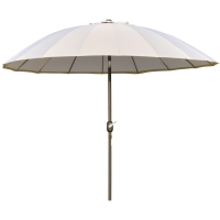 Outsunny 2.5m Shanghai Garden Parasol Umbrella with Crank & Tilt, Adjustable Outdoor Sun Shade, Off-White