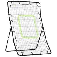 HOMCOM Baseball Rebounder, Tragebar Softball Pitchback-Netz, Rückprallnetz mit Ziel Zone, verstellbarem Winkel Pitching Netz für Basebälle Softbälle, Metall, Schwarz(m-1)