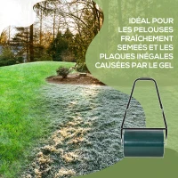 Outsunny Rouleau à Gazon de Jardin Robuste Grande capacité 30 L dim. 104L x 42l x 30H cm Vert(m-5)