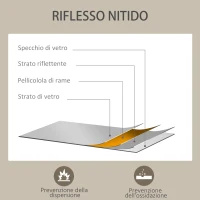 HOMCOM Specchio da Parete Rettangolare con Ganci, in Vetro e MDF, 60x80 cm, Nero(m-6)