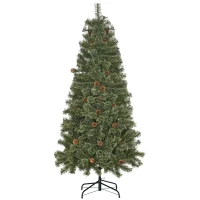HOMCOM Sapin de Noël artificiel 180 cm arbre de décoration avec pommes de pin 450 branches épaisses stable avec base métallique(m-1)